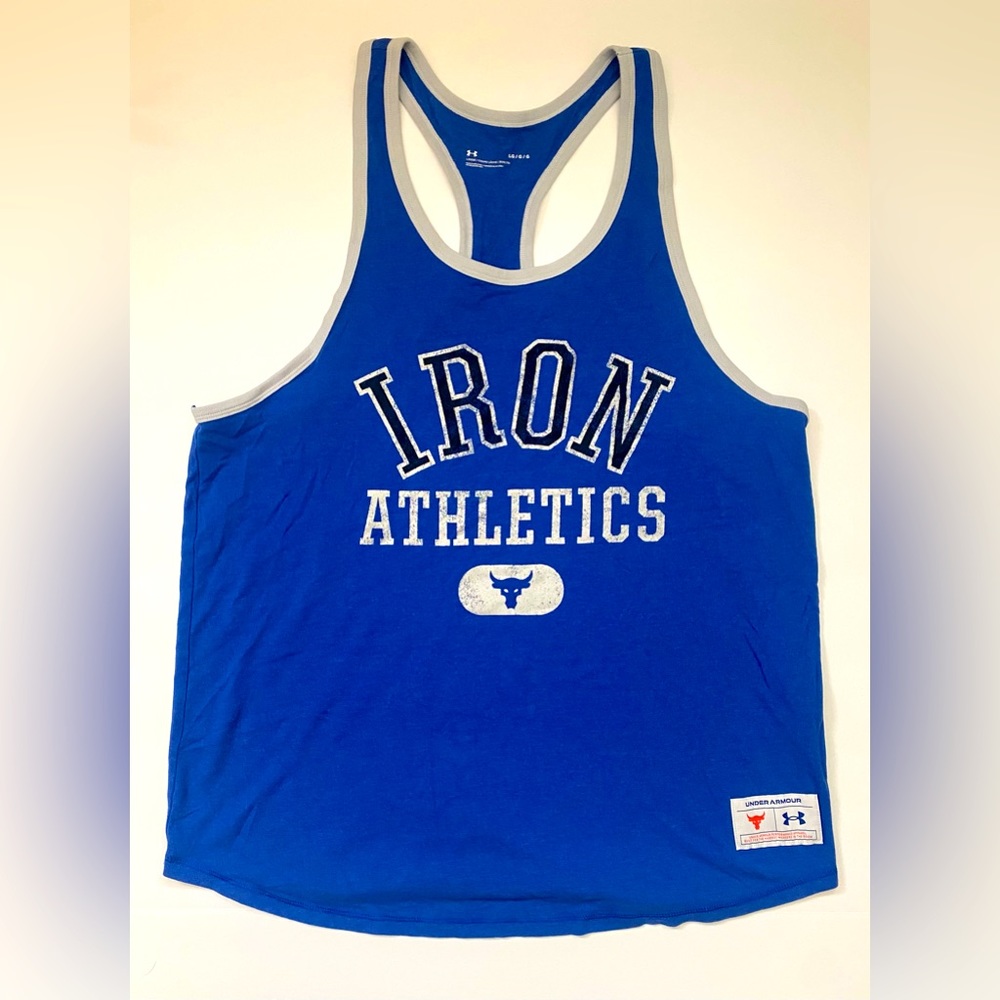 Under Armour Blue Graphic Tank Top The Rock Collaboration Collection Men’s Large